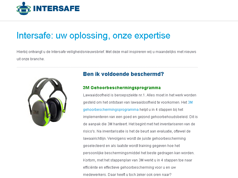 Tweede Intersafe veiligheidsnieuwsbrief 